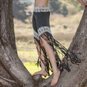 Jayli Tie Dye Fold Waist Boho Fringe Pants